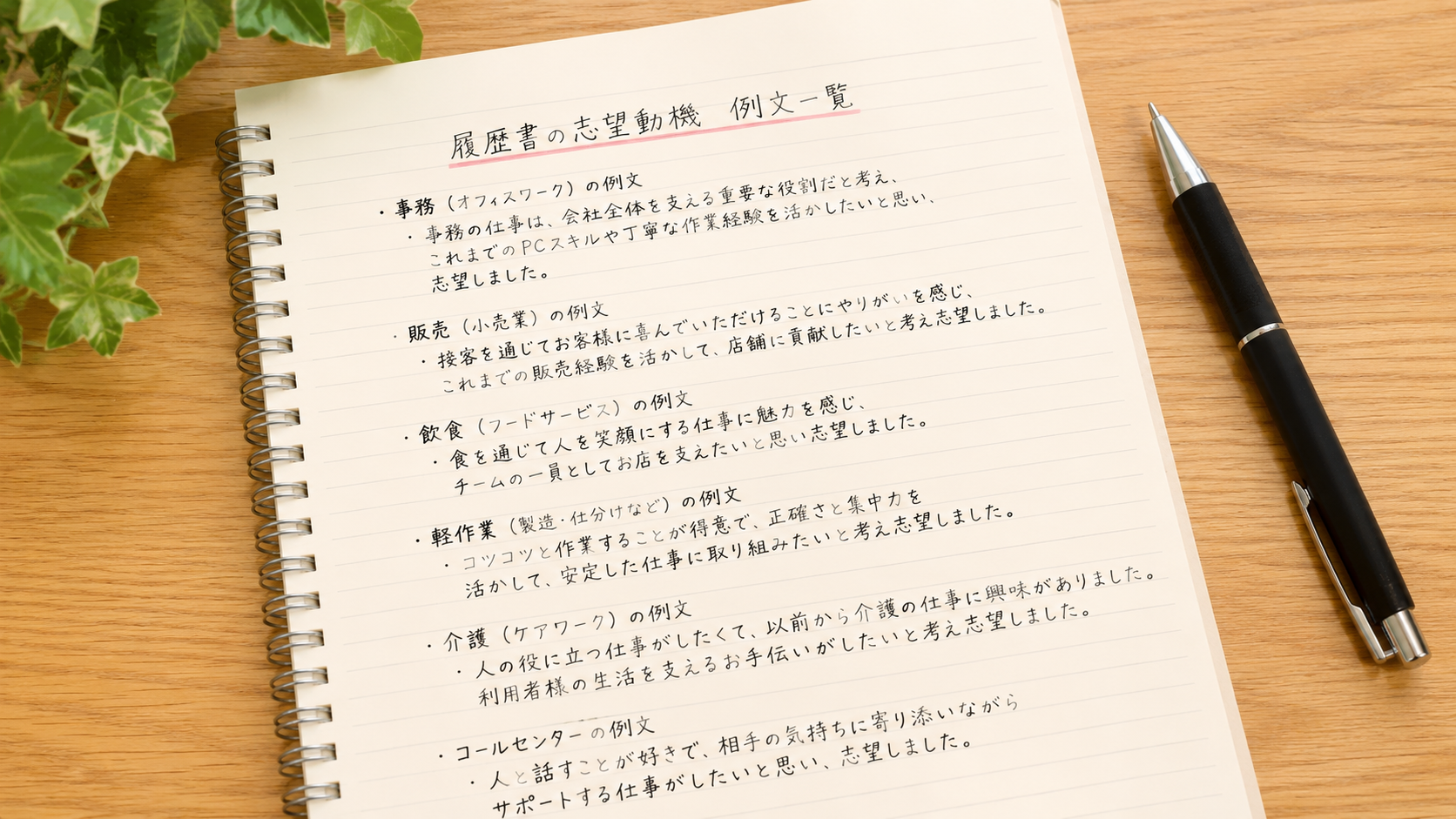 履歴書の志望動機を提出前に見直すノート