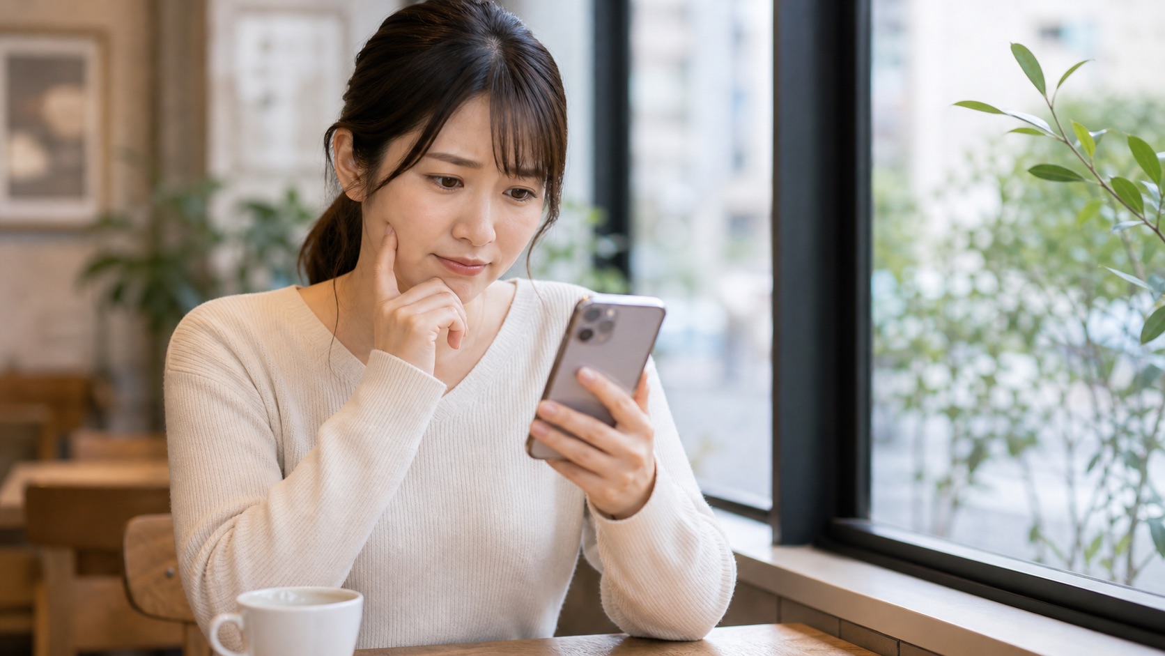 アットホームな職場と書かれた求人を見て不安を感じる人のイメージ写真