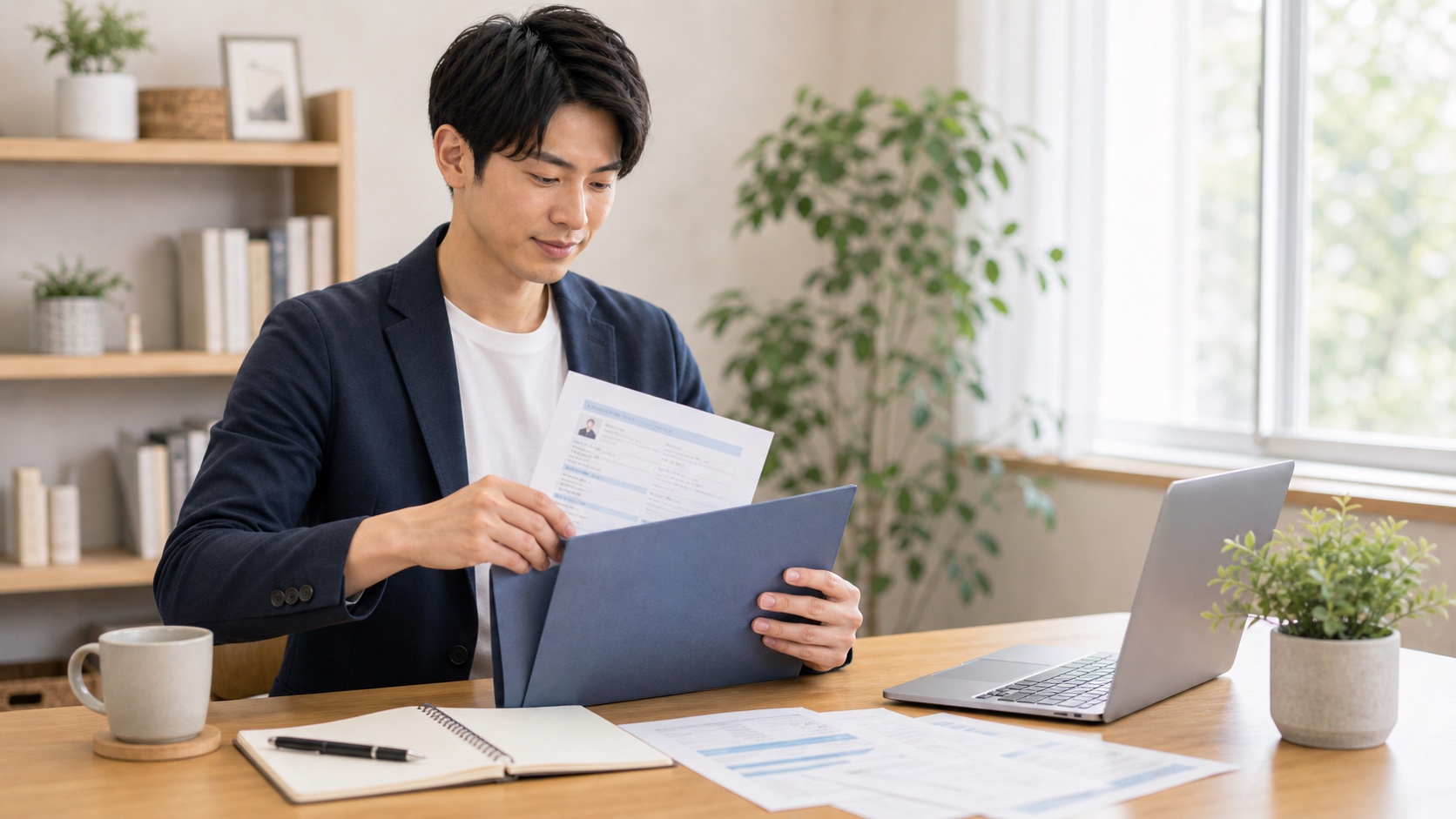 完成した職務経歴書を準備する若手社会人のイメージ写真