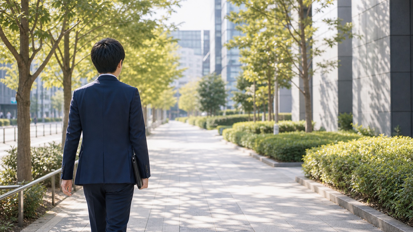新しい職場へ向かう転職者の後ろ姿の写真
