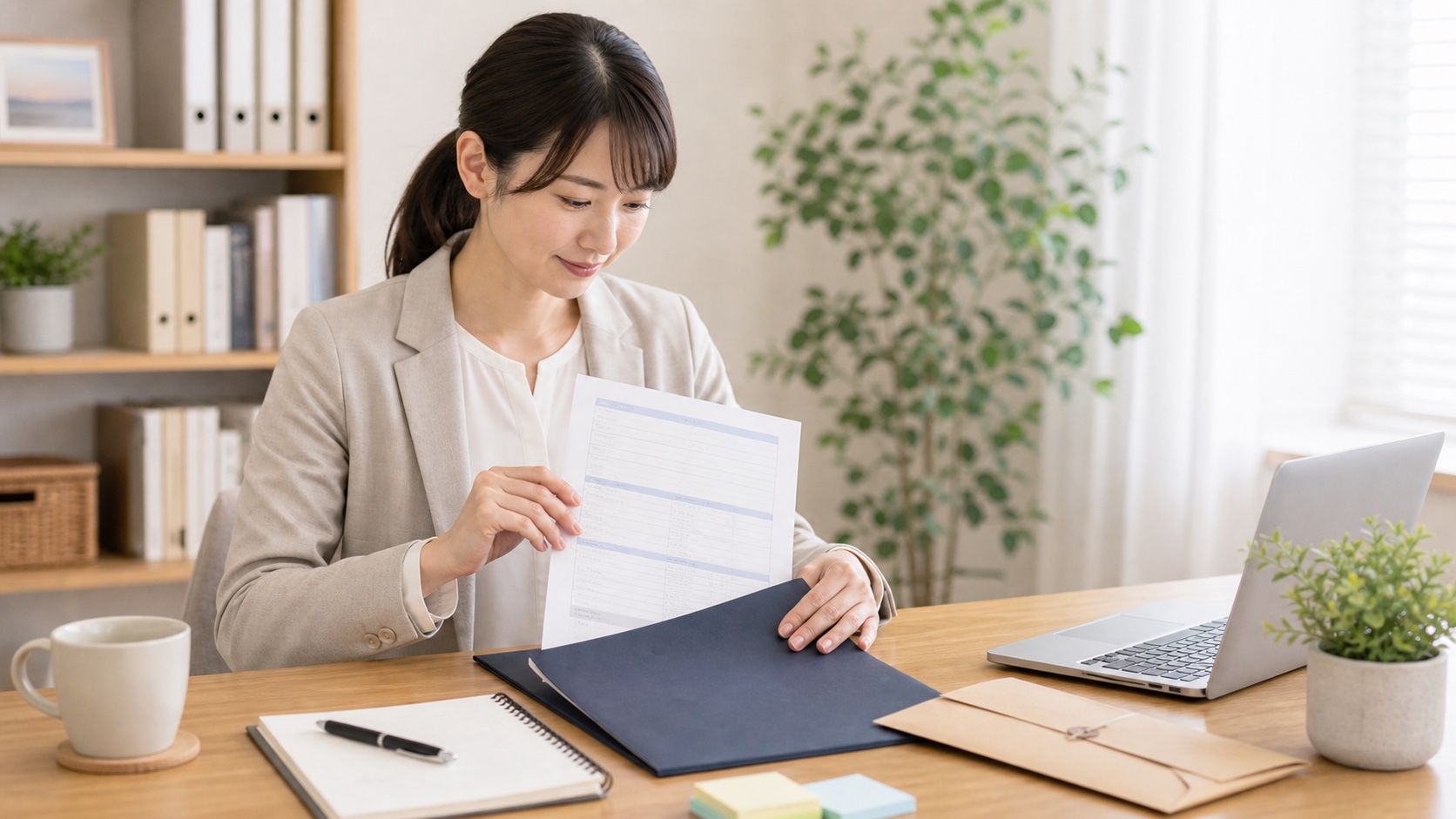 完成した履歴書を提出用に準備するイメージ写真